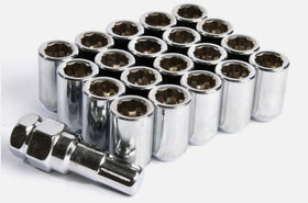 TITAN Nuts | Tuner Wheel Nuts | M12x1.5 | Set of 20 with Key | Silver