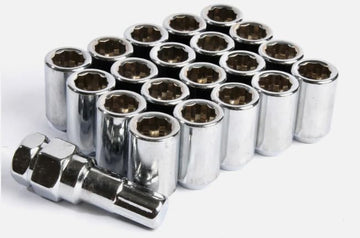 TITAN Nuts | Tuner Wheel Nuts | M12x1.5 | Set of 20 with Key | Silver