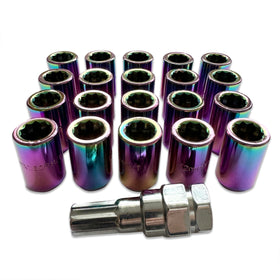 TITAN Nuts | Tuner Wheel Nuts | M12x1.5 | Set of 20 with Key | Petrol / Iridium
